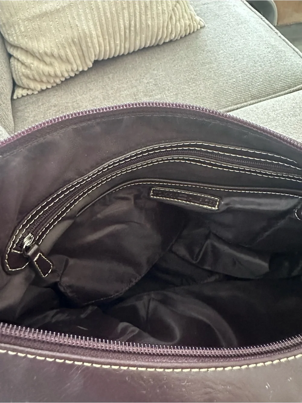 Vintage Tommy Hilfiger Brown Leather Hobo Bag Contrast Stitch Slouchy Y2K Purse